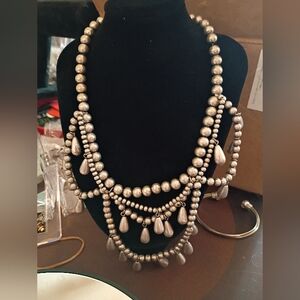 Elegant Grey Beaded Necklace